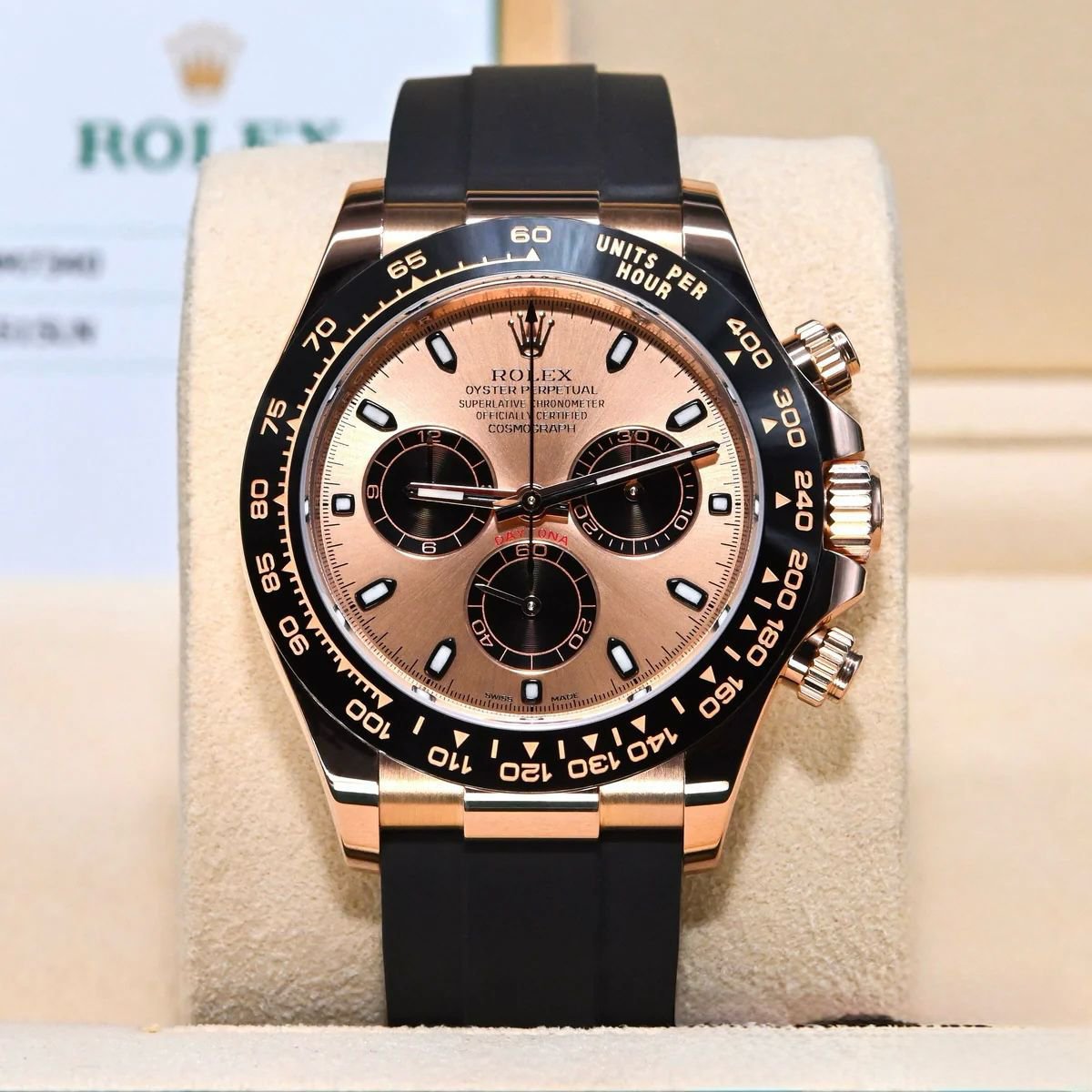 Rolex Daytona rose gold with black strap