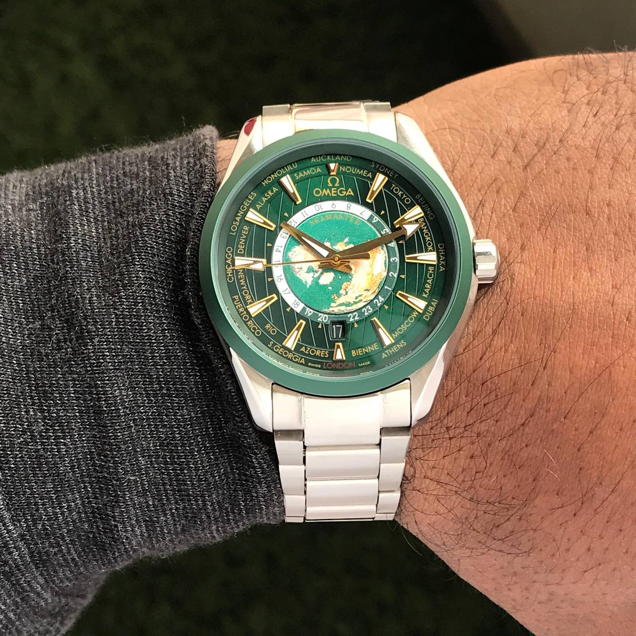 Omega Aqua Terra silver green dial