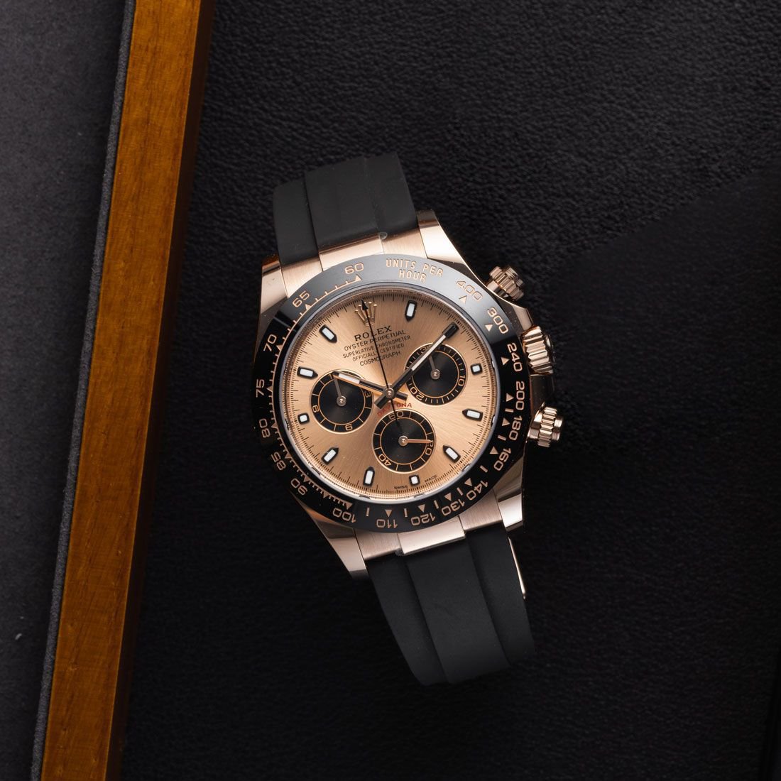Rolex Daytona rose gold with black strap