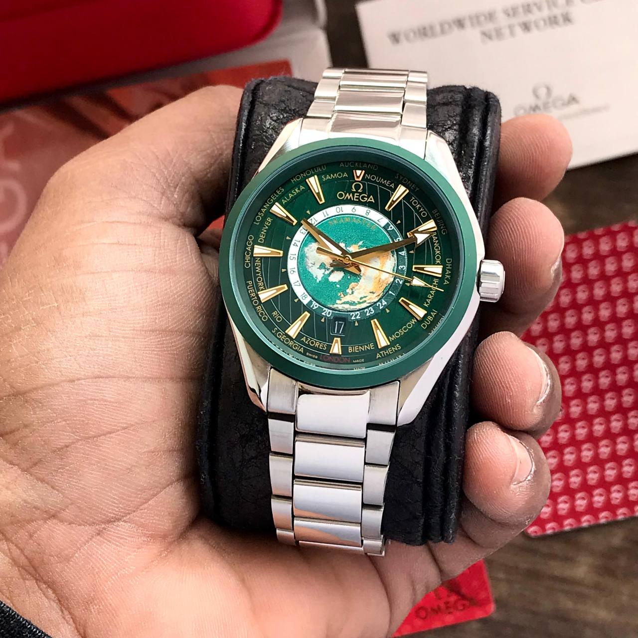 Omega Aqua Terra silver green dial