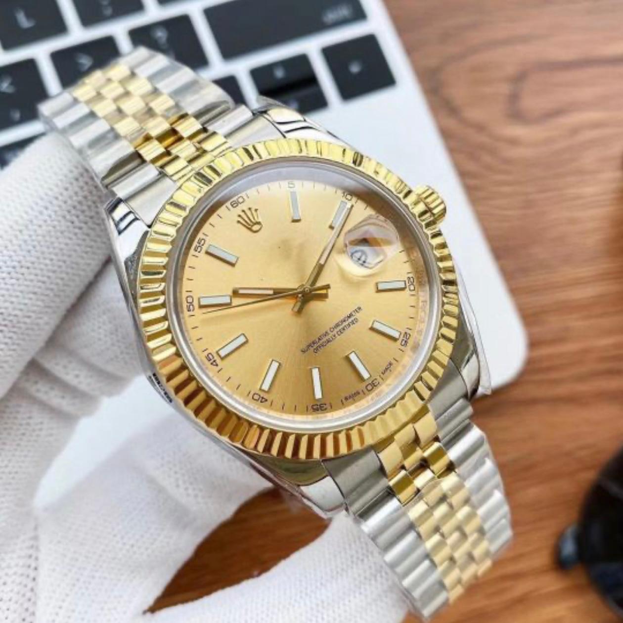 Rolex 1st DATE JUST Collection silver gold with gold dial
