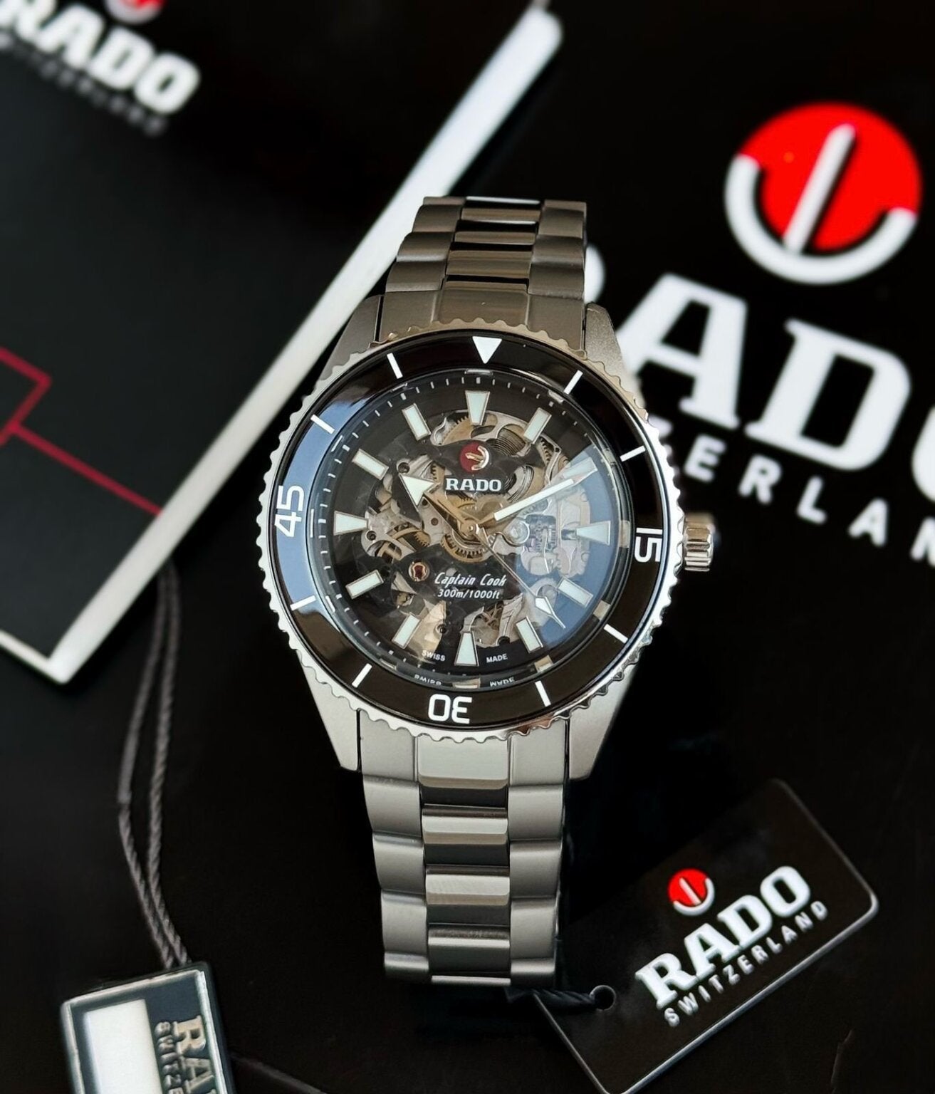 Rado captain cook silver with black dial