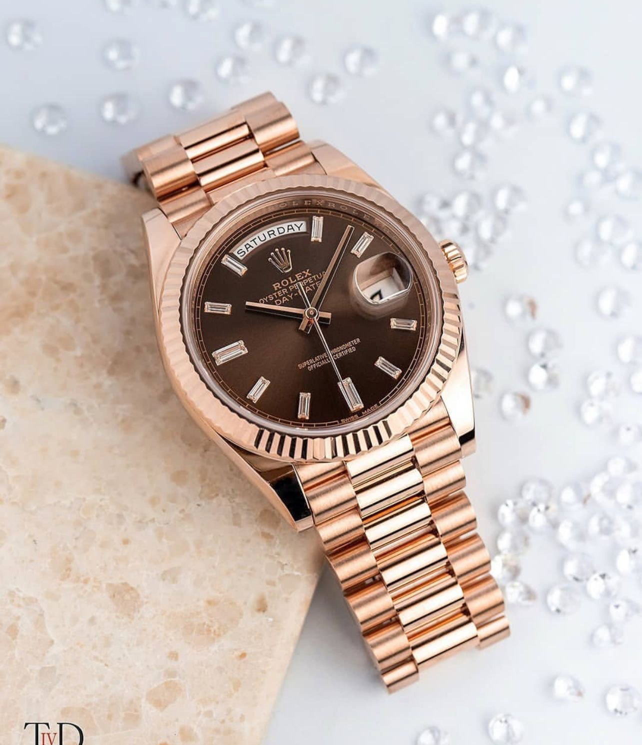 ROLEX OYSTER PERPETUAL DAY-DATE PREMIUM full copper with brown dial