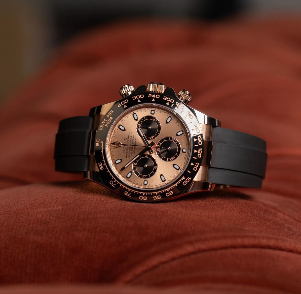 Rolex Daytona rose gold with black strap