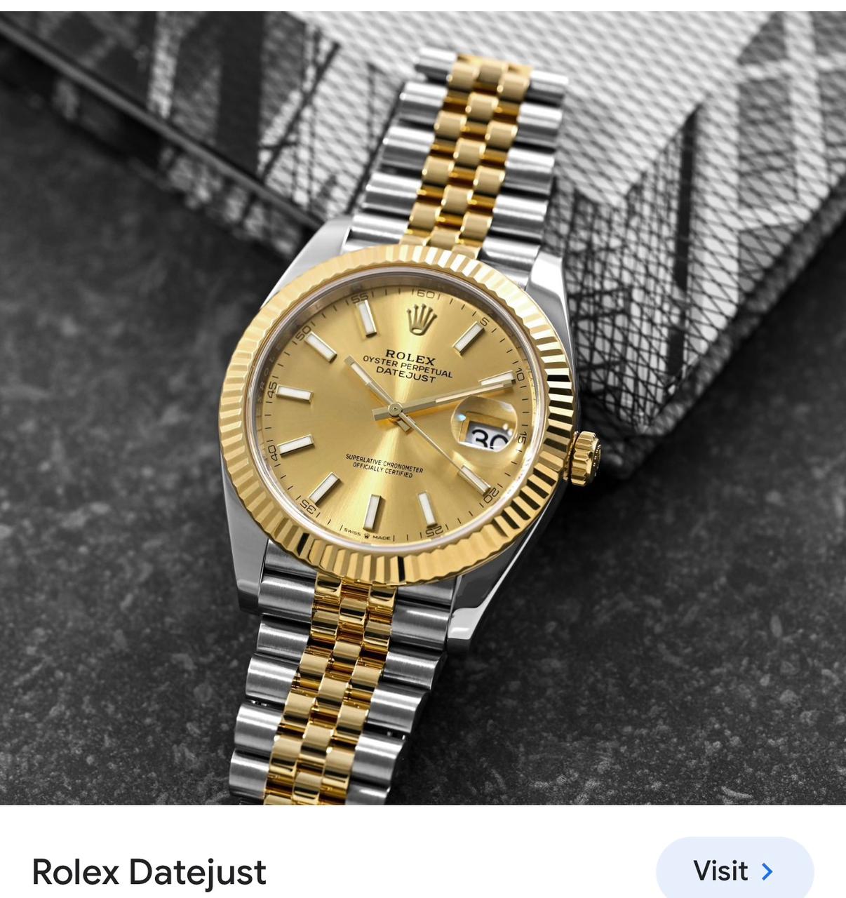 Rolex 1st DATE JUST Collection silver gold with gold dial